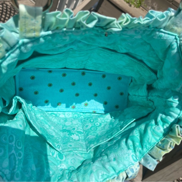 Tropical Tie Dye Print Small Tote Bag Change Purse Included Blue Green NWOT - Picture 7 of 9